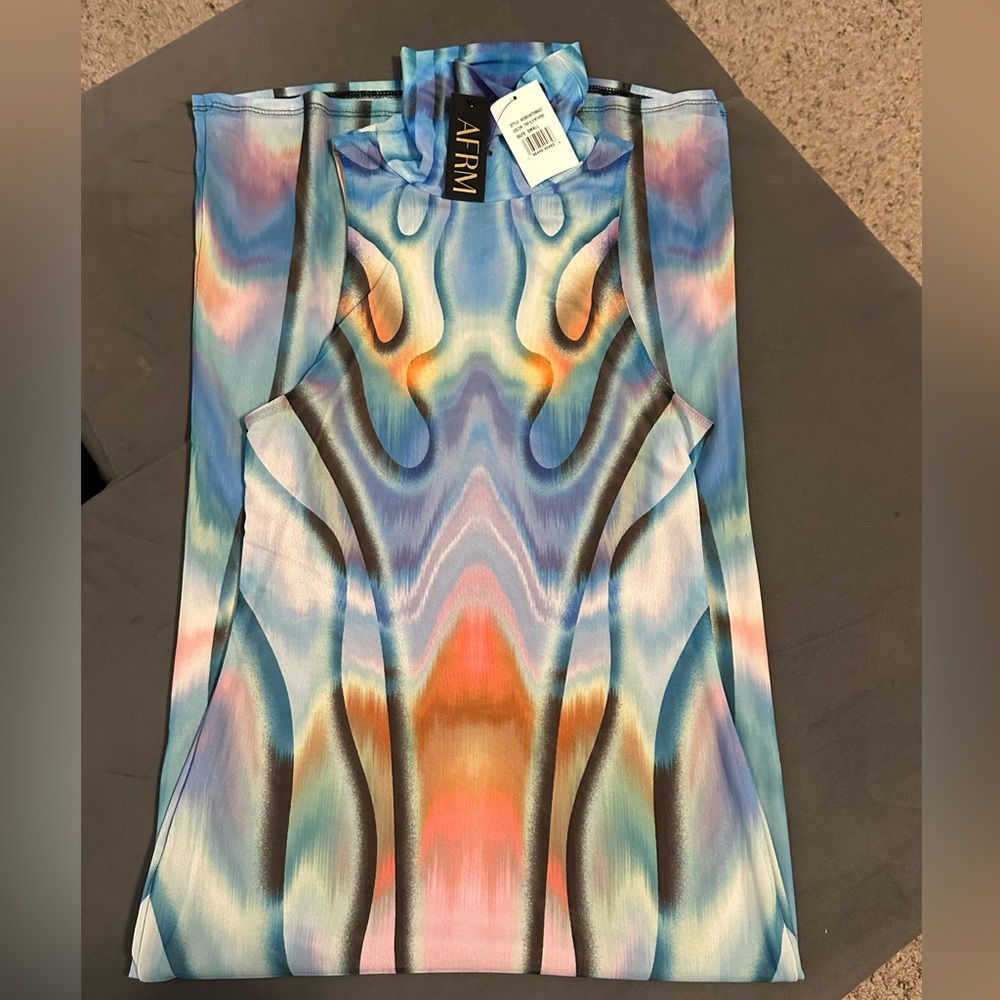 AFRM Serenity Maxi Dress in Cyber Blue Metaverse Dress